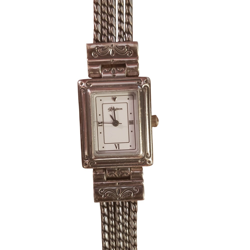 Brighton Tivoli Silver Tone Ladies Watch with Chain Accent and Heart Charm‎